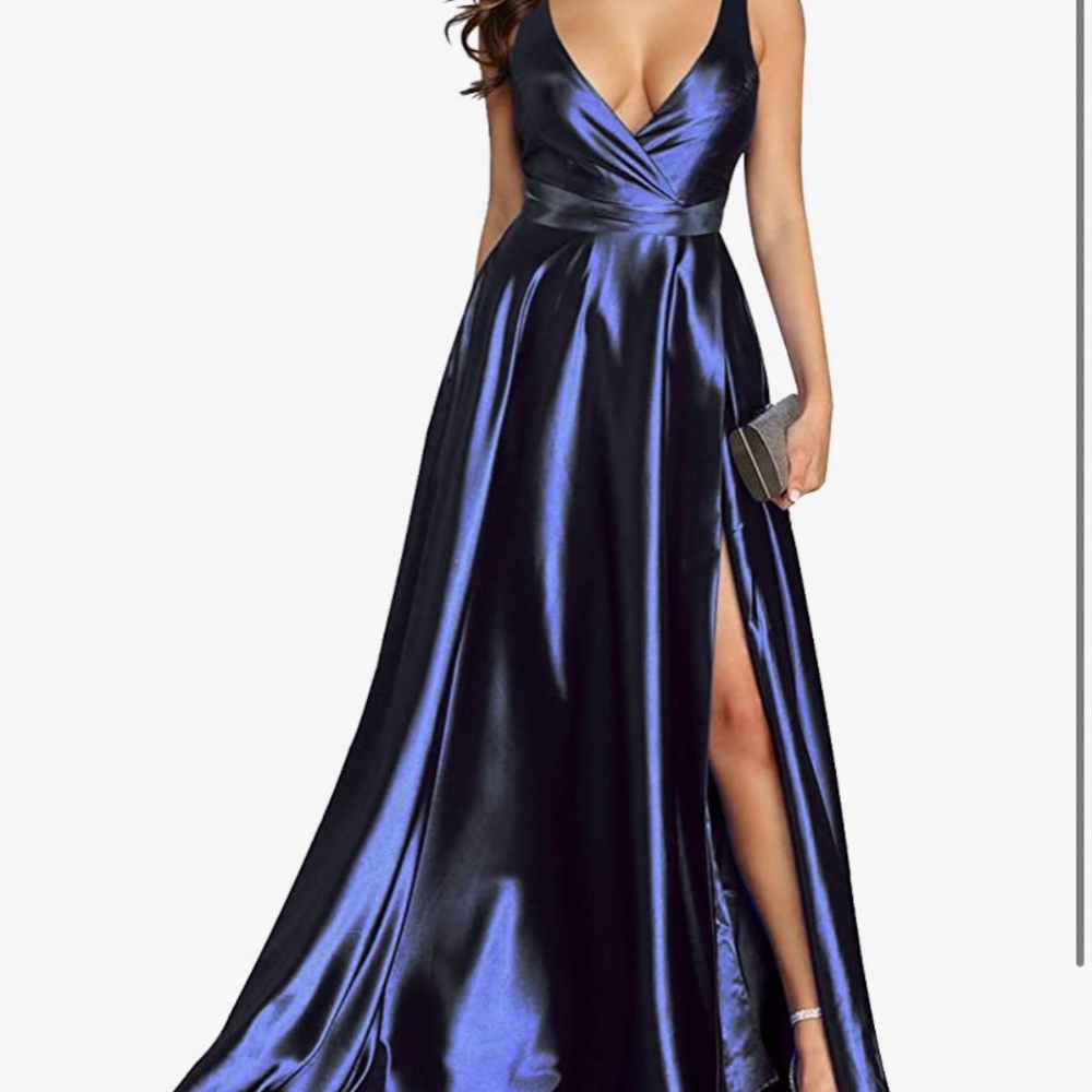 Navy halter maxi dress